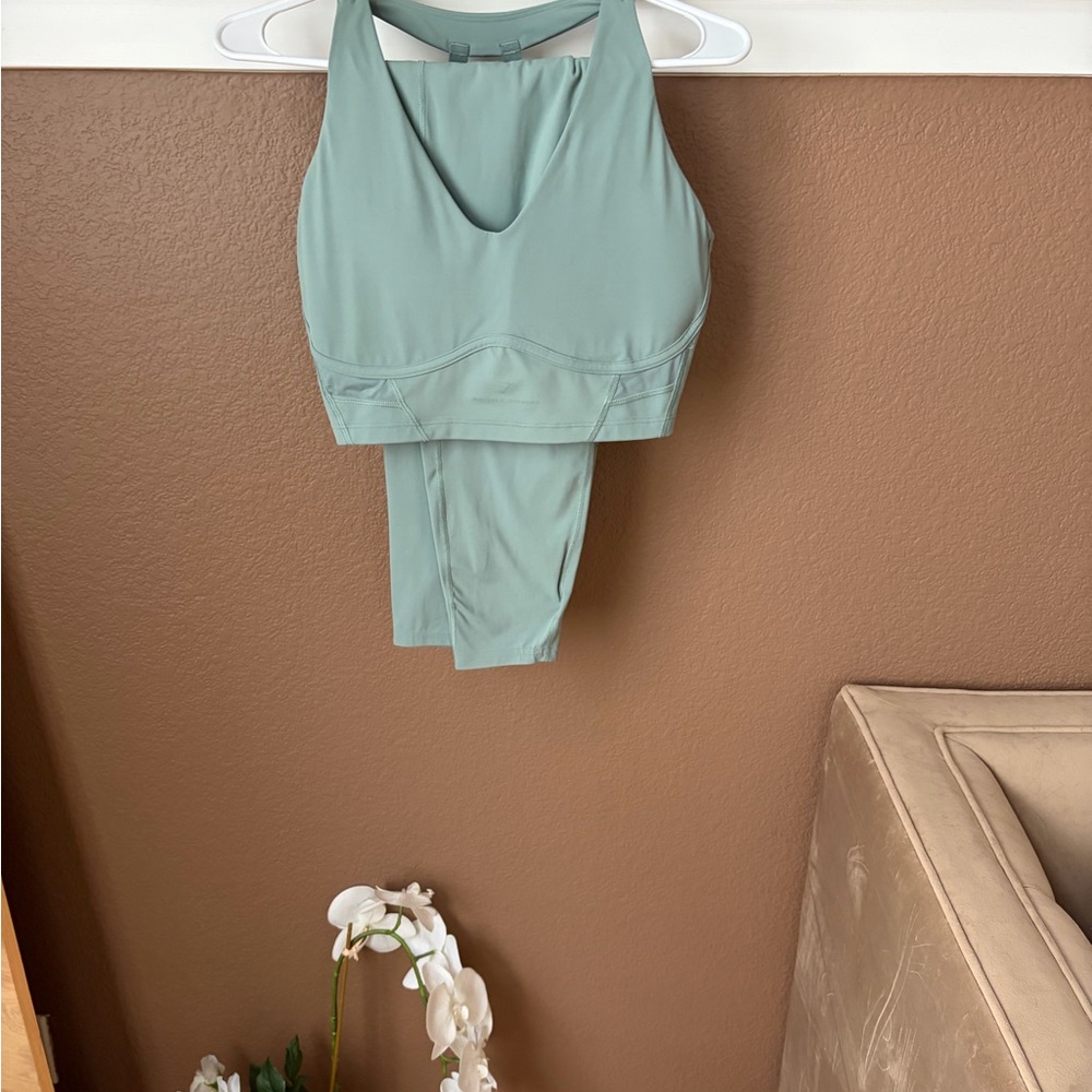 Gymshark Sage Green Sports Bra and Leggings Set